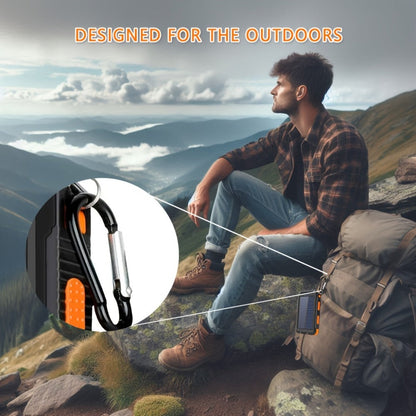 Solar Power Bank, 20000mAh Dual-USB Charger with Solar Panel, LED Flashlight, Compass and Five Color Options
