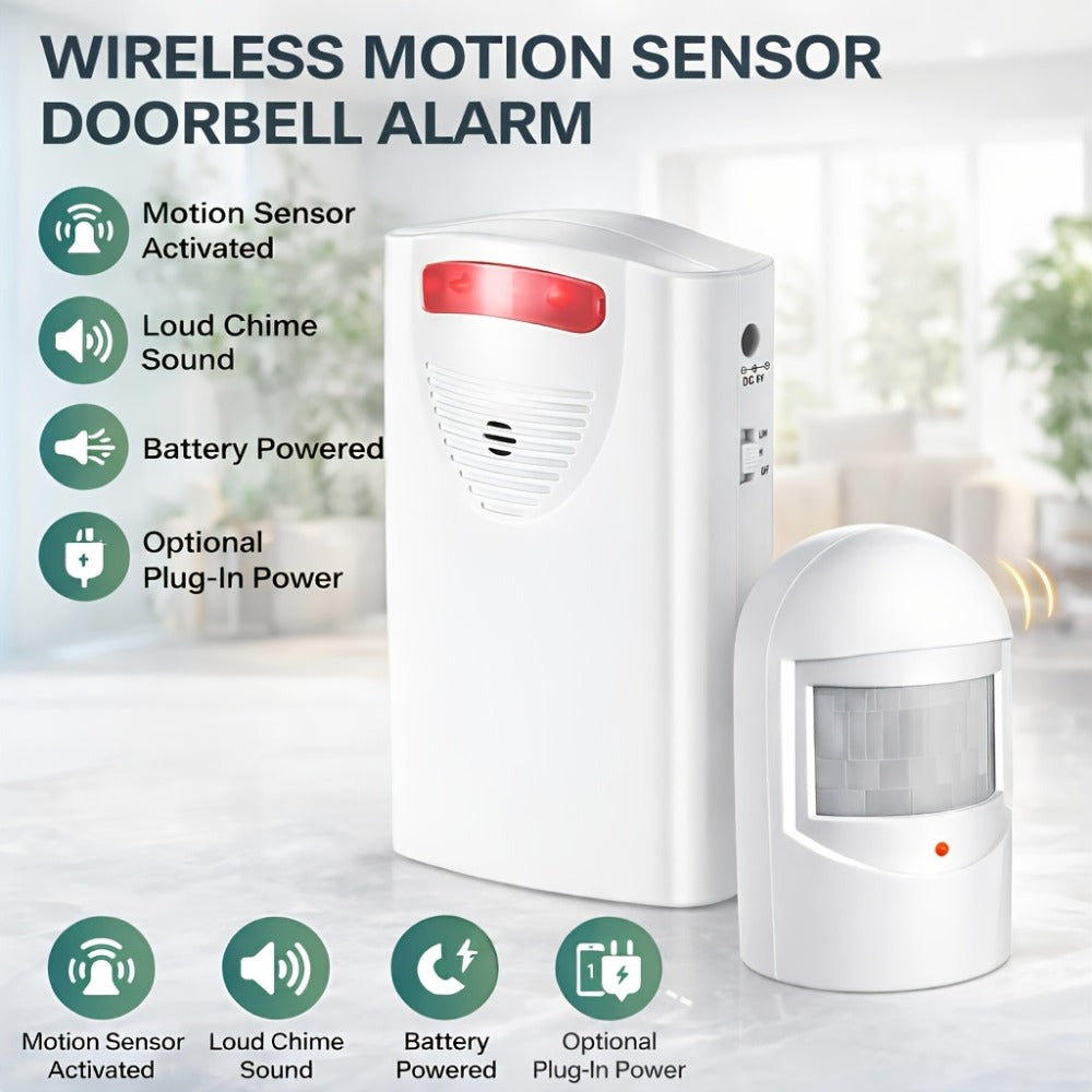 Wireless Driveway Alarm System – Outdoor Motion Sensor Alert with Receiver, Infrared PIR Detector for Home Security, Business Entry & Garage Door Monitor
