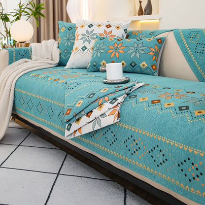 Sofa Cover Bohemian Chenille Jacquard Knit Sections with Anti-Slip Feature for Seat, Armrest or Backrest