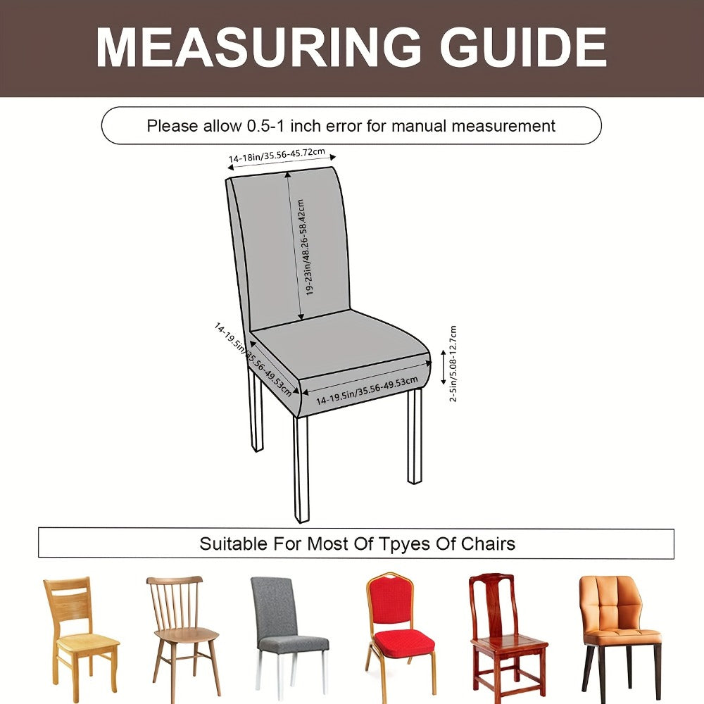 Textured Stretch Dining Chair Covers in Beige, Gray, Chocolate, Black, Khaki or Burgundy, Four- or Six-Piece Sets