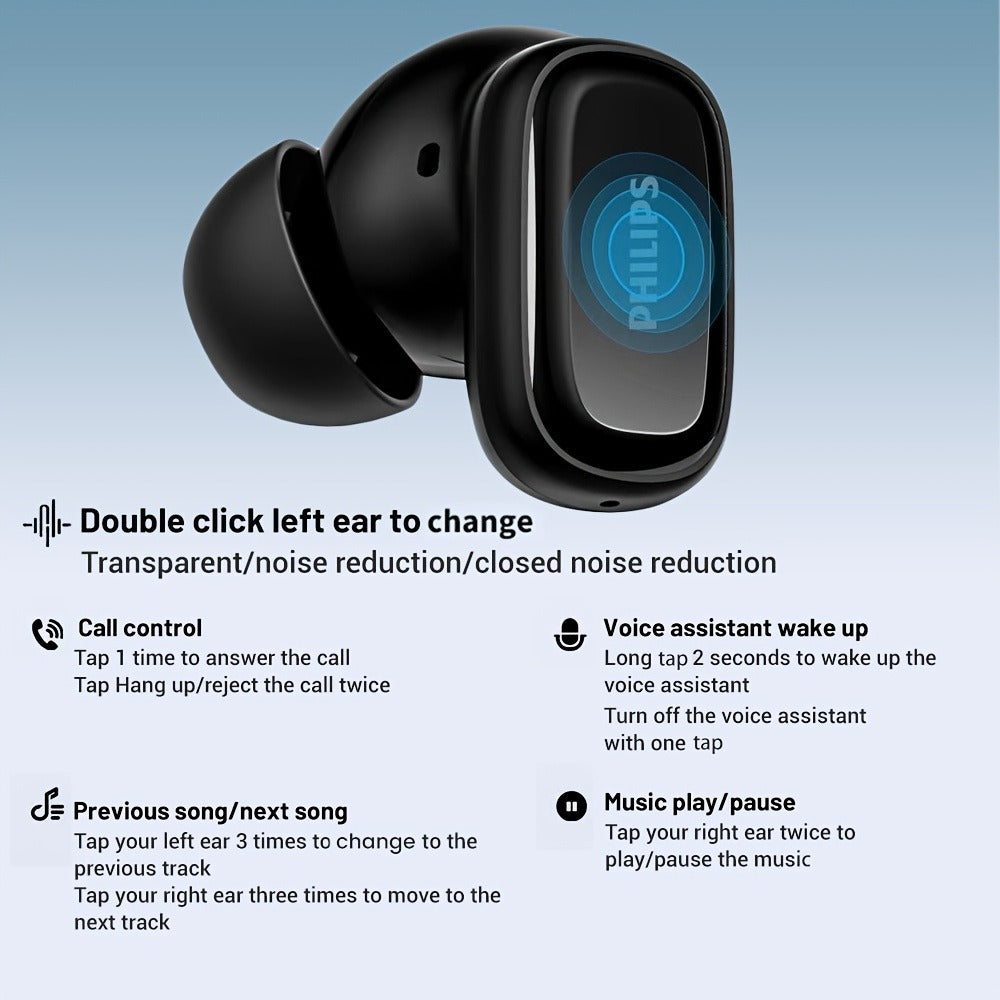 Wireless Earbuds Philips TAT2569 with Active Noise Reduction, Dual Mics and 18-Hour Playtime