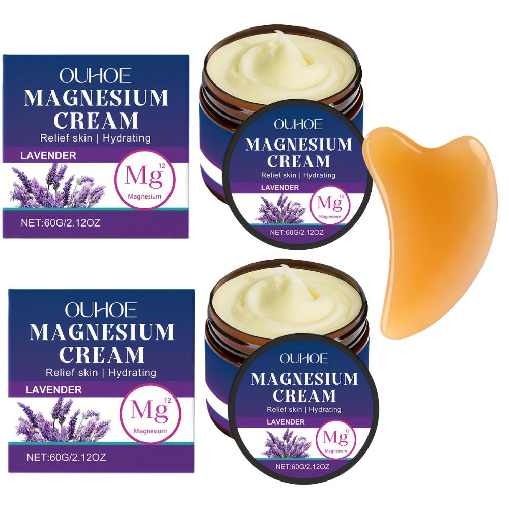 Body Cream OUHOE Magnesium Lavender 60g Jars in a Two-Piece Boxed Set for External Massage Use