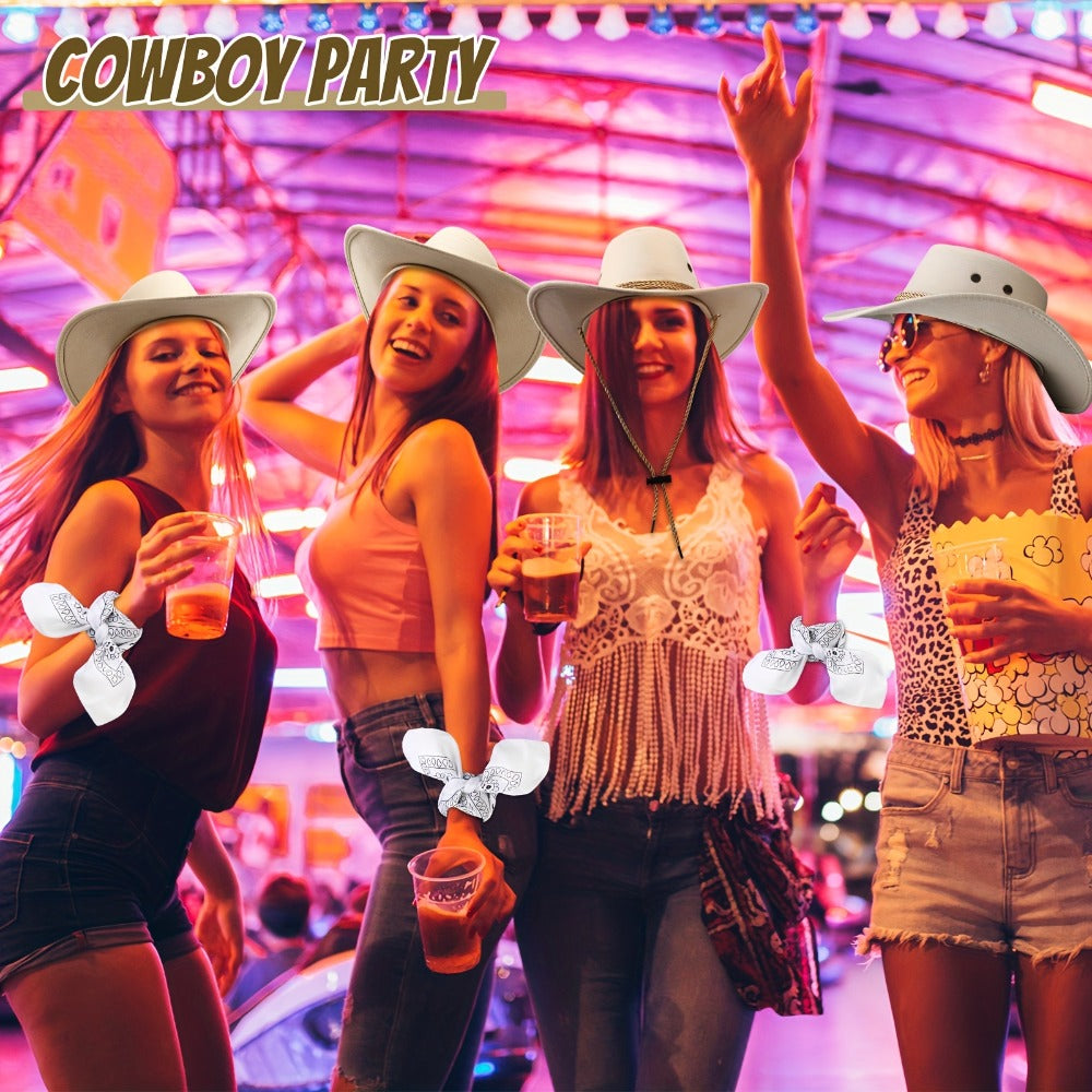 Costume Accessories Cowboy Hat and Bandana Group Set with 10 Hats and 10 Polyester Bandanas