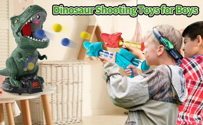 Dinosaur Shooting Game Toy with Sound Light & Spray – Movable Dino Target Launcher Set with Foam Bullets & Goggles for Boys Kids Ages 3+, Indoor Outdoor Blaster Birthday Gift