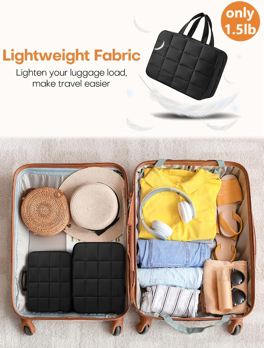 Hanging Travel Toiletry Bag Large Capacity for Full-Size Products Waterproof Cosmetic Organizer with Hook — Bathroom Makeup Travel Bag for Women Pink Beige Black