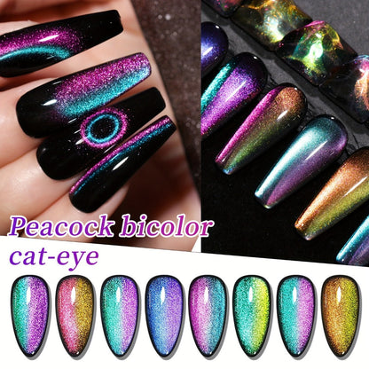 Gel Nail Polish Set with XEIJAYI Label, 8 Magnetic Cat Eye Colors, 0.51oz Bottles and Magnet Tool