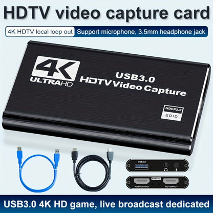 HDMI Capture Card with Microphone & 4K Loop-Out for Streaming – 1080P 60fps USB Video Recorder for Gaming, Live Streaming, Video Conference, Works with Nintendo Switch, PS4, OBS, Camera, PC
