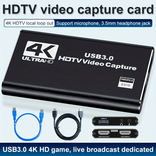 HDMI Capture Card with Microphone & 4K Loop-Out for Streaming – 1080P 60fps USB Video Recorder for Gaming, Live Streaming, Video Conference, Works with Nintendo Switch, PS4, OBS, Camera, PC