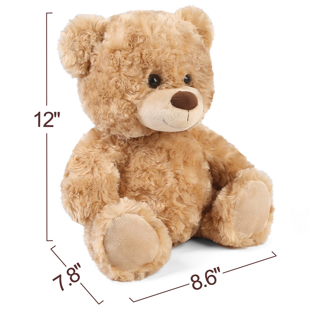 Plush Toy – Shaggy Brown Teddy Bear 15-Inch with Sitting 12-Inch Format and Classic Bow for Display
