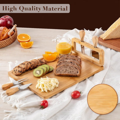 Rectangular 13.78 x 9.76-Inch Charcuterie Board Set with Four Knives in One- or Two-Set Options