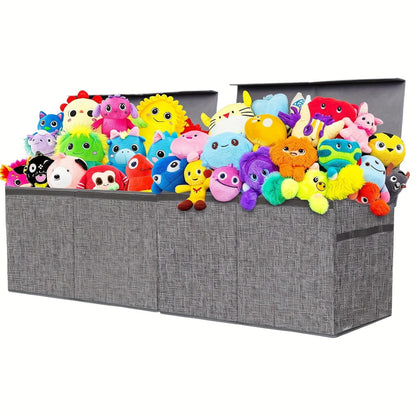 Collapsible Toy Storage Box with Lid, Side Handles and Two- or Four-Grid Divider Options for Playrooms