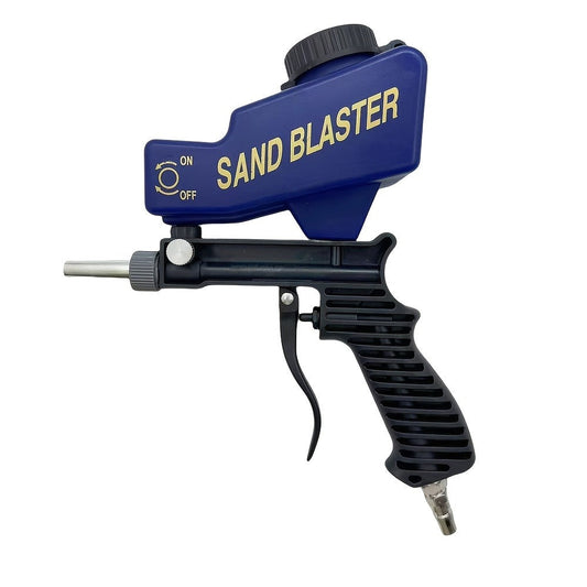 Sandblasting Gun 90PSI Portable Adjustable Flow 7.0cfm 6.5mm Nozzle Gravity Spray Tool for Rust Removal Paint Removal Deburring Polishing Metal Surface Requires Air Compressor Blue