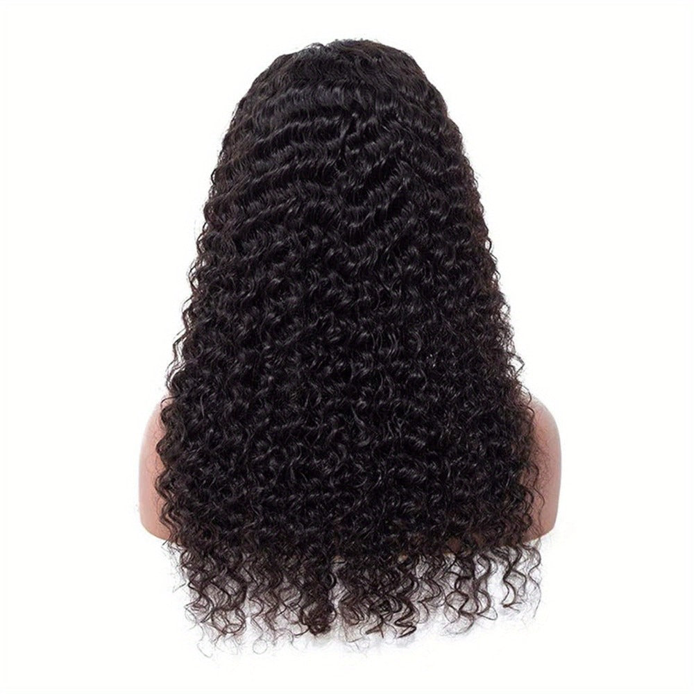 Body Wave Human-Hair 4x4 Lace Closure Wig in Black with Listed 180% Density and Five Length Options