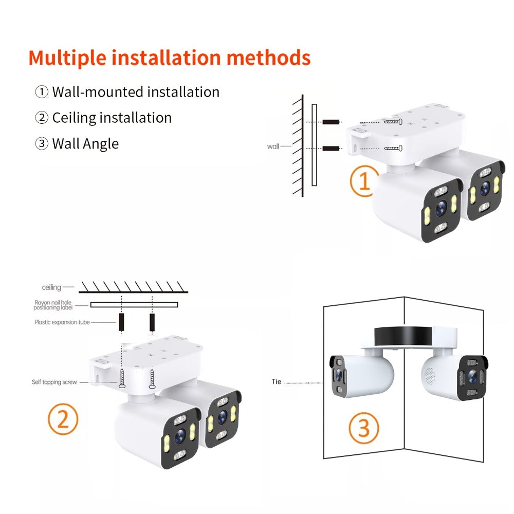 10x Zoom Dual Lens PTZ Outdoor Security Camera 5MP, 360° Pan Tilt, Siren Alarm, Two-Way Audio, Color Night Vision, 24H Wired Power, WiFi App Control – Home & Business Surveillance