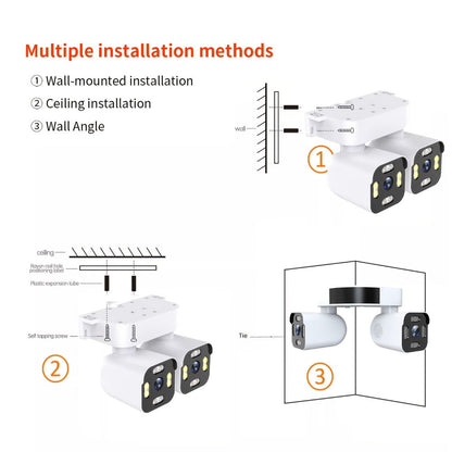 10x Zoom Dual Lens PTZ Outdoor Security Camera 5MP, 360° Pan Tilt, Siren Alarm, Two-Way Audio, Color Night Vision, 24H Wired Power, WiFi App Control – Home & Business Surveillance
