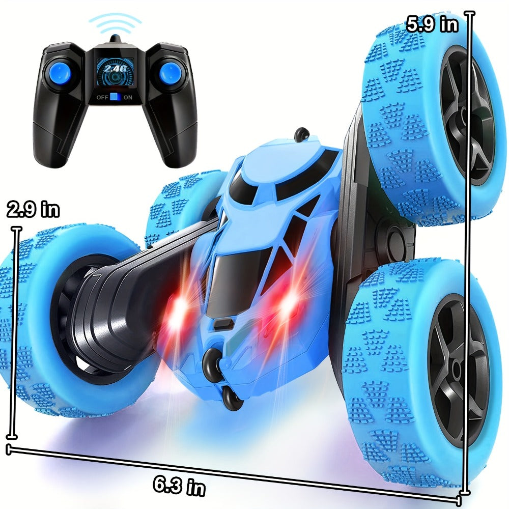 Remote Control Car, Double-Sided 360-Degree Flip Stunt Model with 2.4GHz Control, LED Lights and 1400mAh Battery