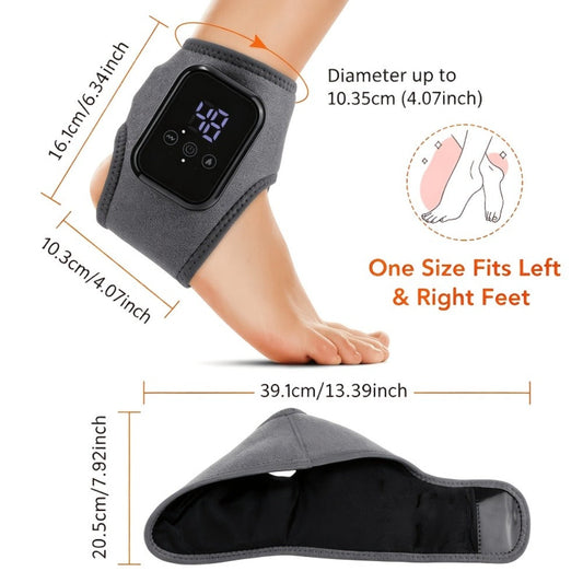Foot Massager Electric Heated Ankle Wrap | 3 Heat Levels 3 Vibration Modes Touch Screen Timer | Relieves Ankle Pain Plantar Fasciitis Arthritis Muscle Fatigue | Fits Left & Right Feet | 1pc or 2pc Set