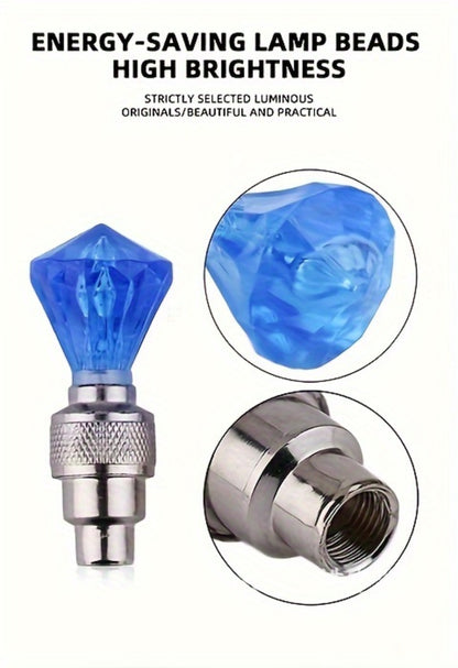 LED Tire Valve Stem Light Sets in 4-, 8- or 16-Piece Blue, Green, Red, Mixed and Skull-Top Configurations