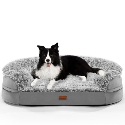 Orthopedic Dog Bed Egg Foam Ultra Soft Washable Cover for Large Medium Small Dogs Aging Pets Rectangle Semicircle Anti-Slip Joint Relief Pet Bed