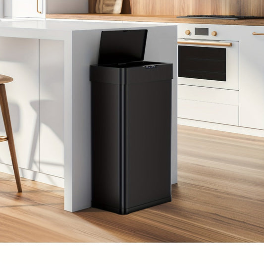 Touchless Trash Can with Motion Sensor 18.5 Gallon 60L, -Close Lid, Brushed Stainless Steel, Bag Holder