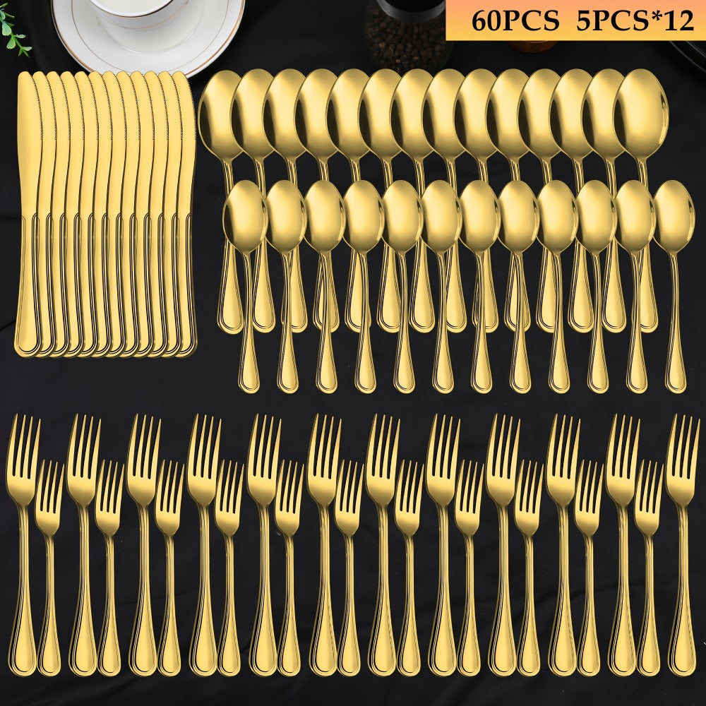 Large Flatware Set with 60-, 65- or 84-Piece Silver, Gold or Black Options and Chopstick Configurations