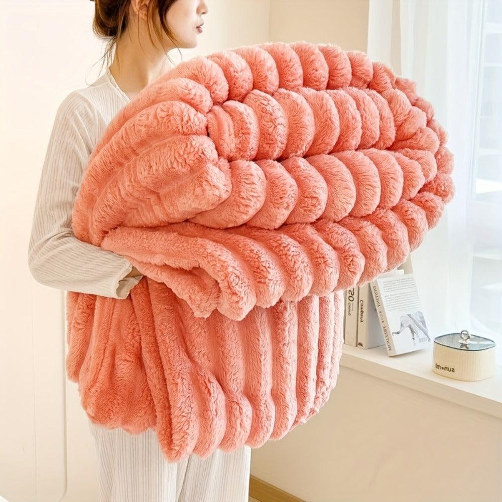 Reversible Faux Rabbit Hair Blanket in Four Colors and Five Sizes from 39 x 60 to 108 x 90 Inches