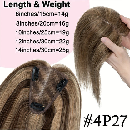 Clip-In Lace Hair Topper with 8 x 10 cm Base in Four Colors and 6-, 8-, 10-, 12- or 14-Inch Lengths