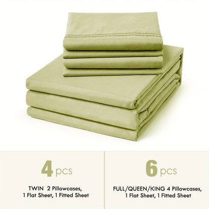 Bed Sheet Set Sanded Polyester Microfiber with 35–39 cm Pocket and Solid or Stripe Pattern Options