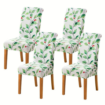 Printed Stretch Dining Chair Covers in Ten Patterns with Four- or Six-Piece Set Checkouts for Parsons Chairs