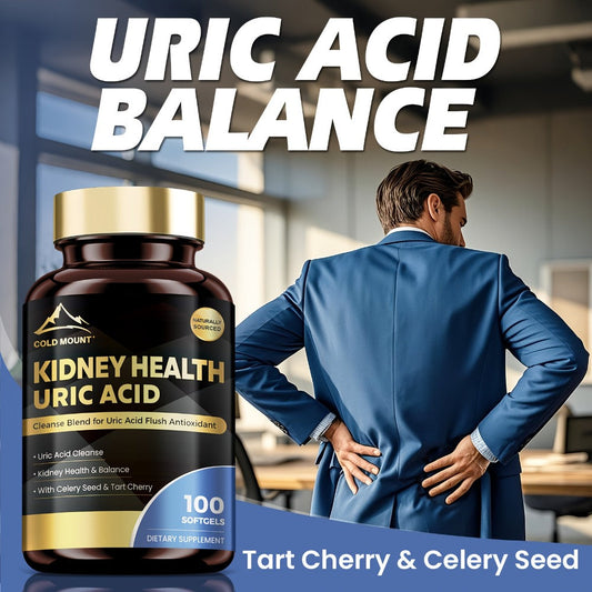 Uric Acid Balance Supplement 100 Capsules 50 Day Supply with Tart Cherry, Celery Seed & Citric Acid for Kidney Health, Cardiovascular Support & Antioxidant Defence for Men & Women
