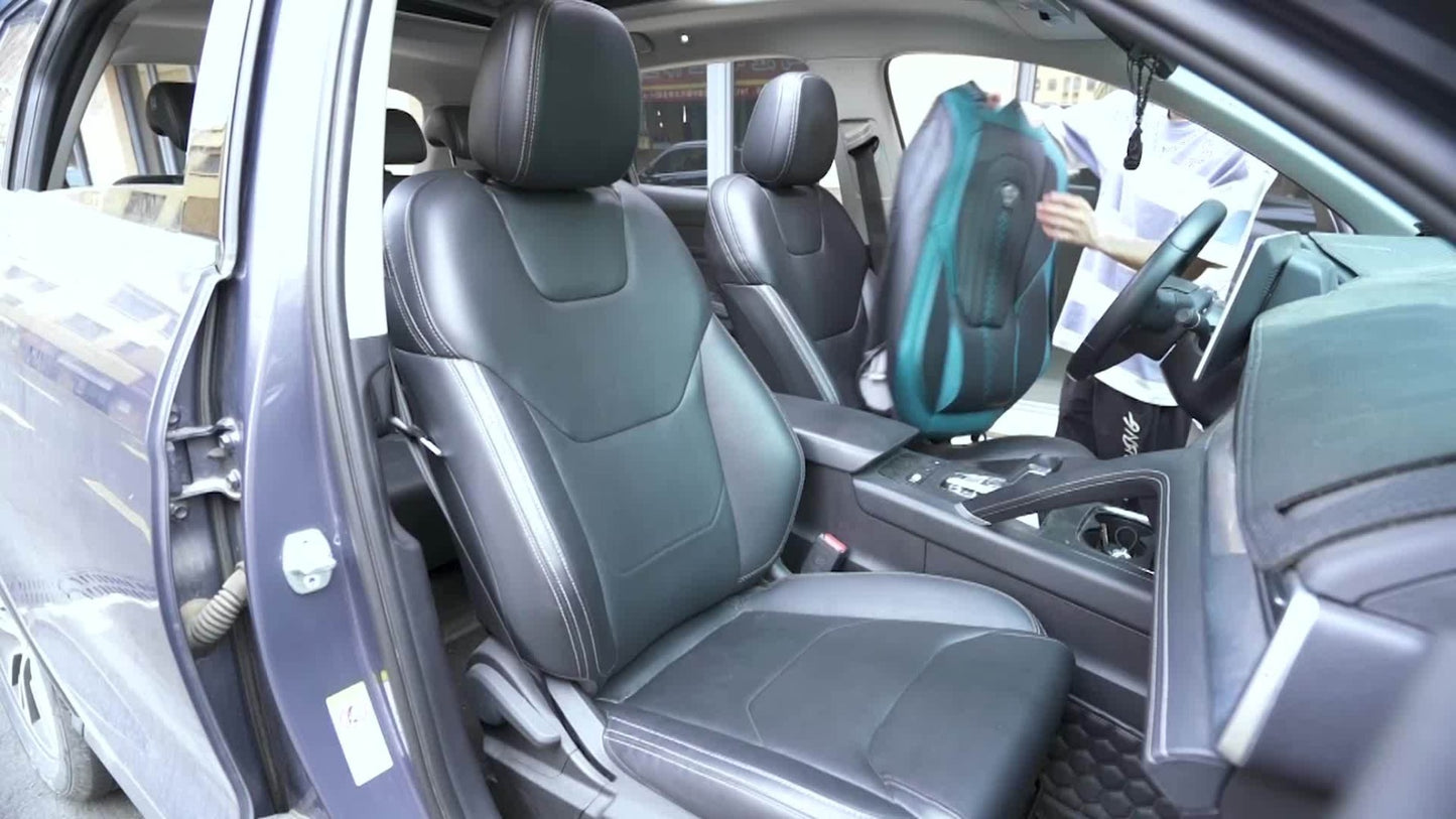 PU Leather Car Seat Cover Full Enclosure with Lumbar Support & Sponge Cushion – Two-Tone Sporty Design Universal Fit for Car Sedan Truck SUV (White-Black / Gray / Red-Black / Orange-Black)