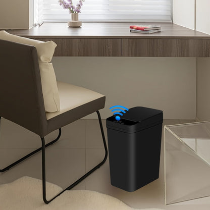 Two-Piece Motion Sensor Trash Can Set with 4.2 and 2.6-Gallon Narrow Bins in White or Black