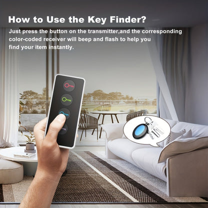 4-Receiver Wireless Key Finder 100ft Range with LED Flashlight – RF Item Locator for Keys Phones Wallets TV Remotes, No App No Bluetooth, Senior-Friendly, 1 Transmitter Included