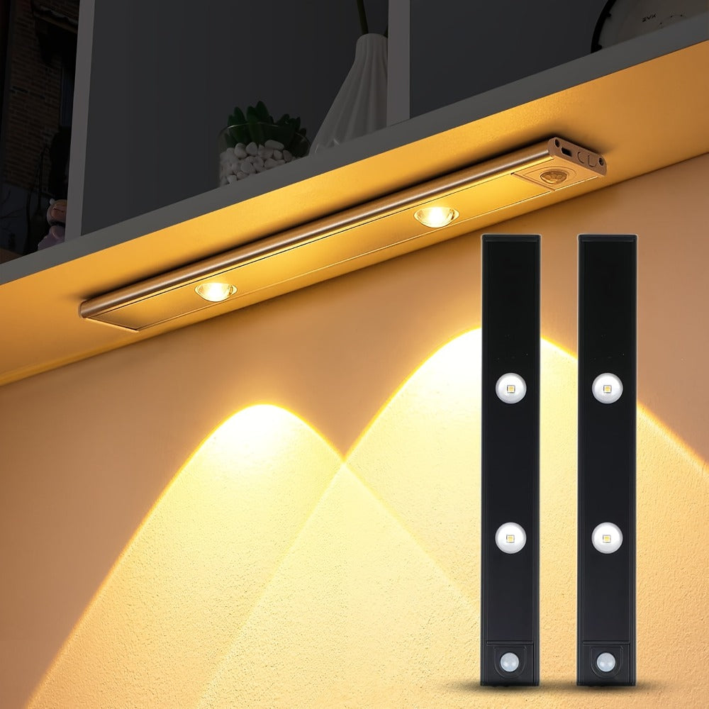 Rechargeable Motion Sensor Cabinet Lights with Dimming and Three Modes in Four Size, Color and Pack Options