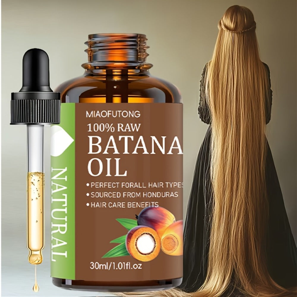 Hair Oil MIAOFUTONG Batana 30ml Amber Dropper Bottle with 1.01fl oz Label for Hair and Scalp Application