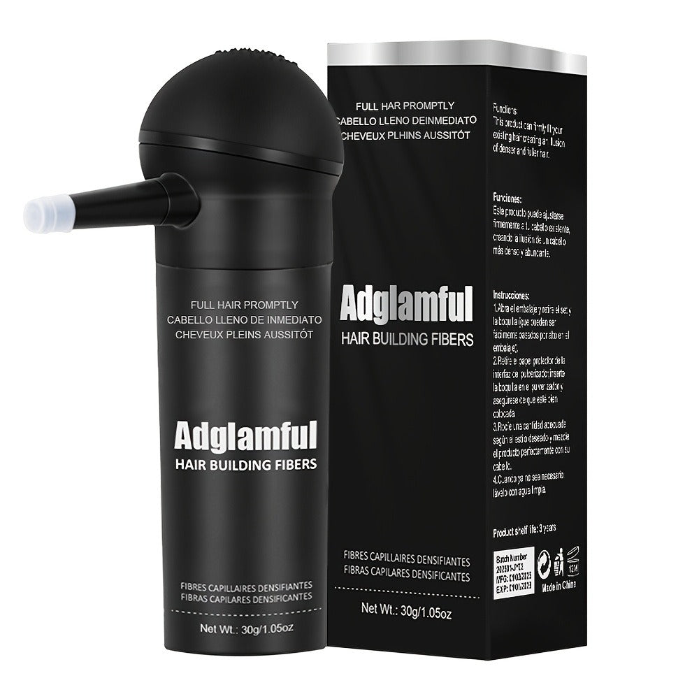 Hair Fiber Powder Kit with Tall Container and Directional Spray Applicator in Medium Brown or Black