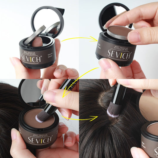 Hairline Powder Root Touch-Up Kit with Refill & Brush – Waterproof Instant Grey Hair Concealer Fills Sparse Hairline Bald Spots Eyebrow Powder for Women Men 4g+4g