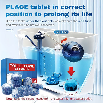 Blue Mesh-Wrapped Toilet Bowl Cleaner Tablets in 20-, 24- or 48-Piece Checkout Packs with Pictured 1.8-Inch Height
