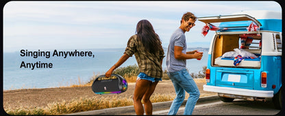 JYX D20 Portable Bluetooth Boombox Speaker with 3D Surround Sound, RGB Disco Lights, Deep Bass Boost, TWS Stereo, 8-10H Playtime, MicroSD USB AUX for Outdoor Party, Camping & Indoor Use