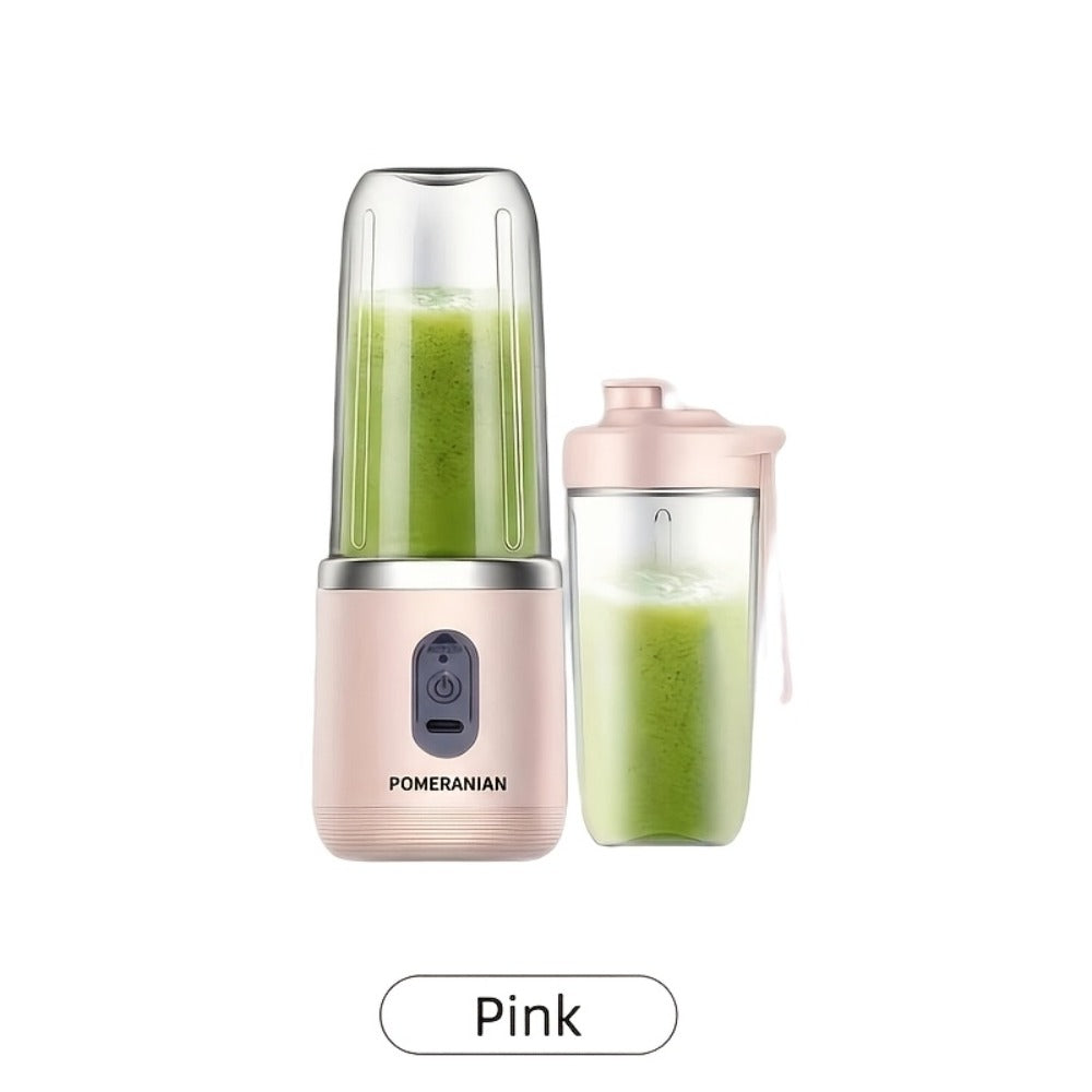 Portable Blender Juicer Double Cup 1500mAh Rechargeable – Food-Grade ABS Multifunctional Fruit Vegetable Juicer | USB Charging Gift Box | Blue Pink White Summer Kitchen Essential