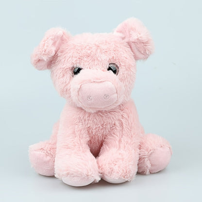 Stuffed Animal Pink Pig with Big Eyes, Curled Tail and Pillow-Style Body for Nursery or Sofa Decor