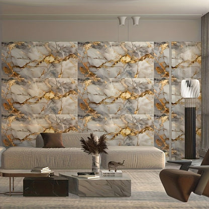Peel and Stick Wall Tiles 50/100pcs - PVC Marble Self-Adhesive Vinyl Panels for Bathroom Shower Kitchen Living Room TV Backdrop