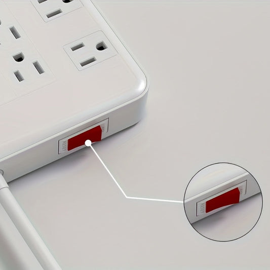 Surge Protector Power Strip with USB C Ports 22 AC Outlets 5 USB Ports - 6ft Flat Plug Extension Cord PD 20W Fast Charging 1875W 15A - Heavy Duty Wall Mount Under Desk Power Strip White
