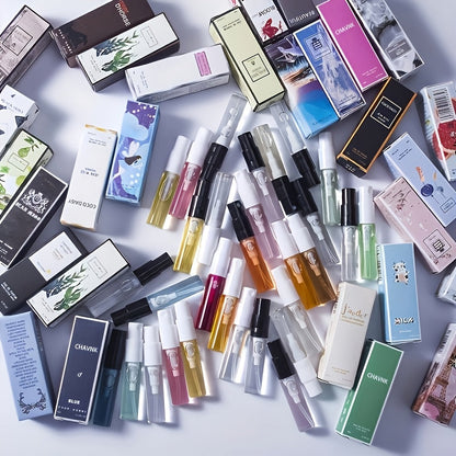 20-Piece Random Perfume Sample Set with 3ml Spray Vials, Mixed Box Designs and Assorted Delivery