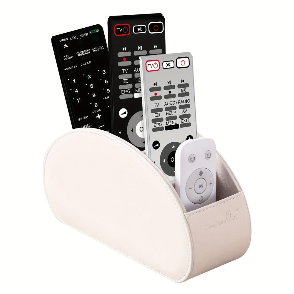 Five-Compartment PU Leather Remote Control and Desk Organizer Caddy with Nine Color and Print Options