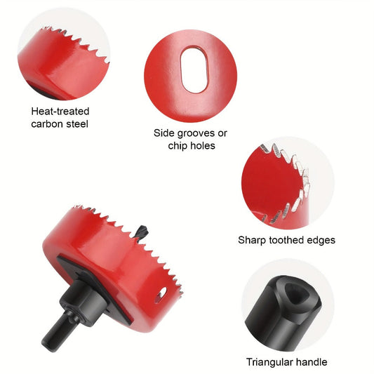 Carbon Steel Hole Saw Kit Multi-Size with Mandrels & Hex Key – Heavy Duty Quick-Change Hole Cutter Set for Wood PVC Drywall Cornhole Board & Soft Metal