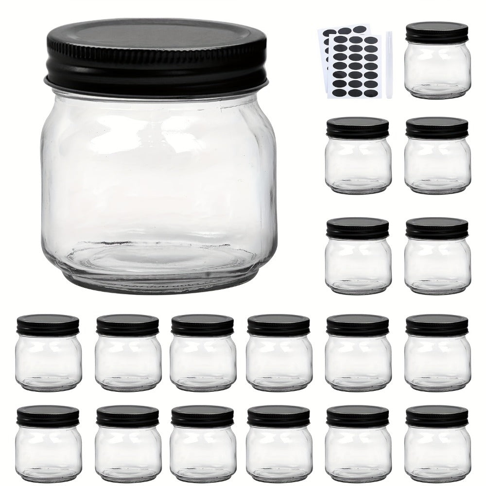 8 oz Glass Mason-Style Storage Jar Multipacks with 9, 18, 27 or 36 Jars and Four Lid Configurations