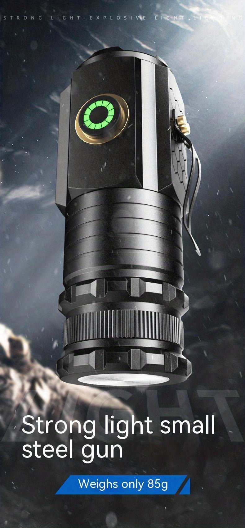 Flashlight Magnetic Mini EDC Light with Type-C Charging, Three LEDs and 18350 Battery Set Kit