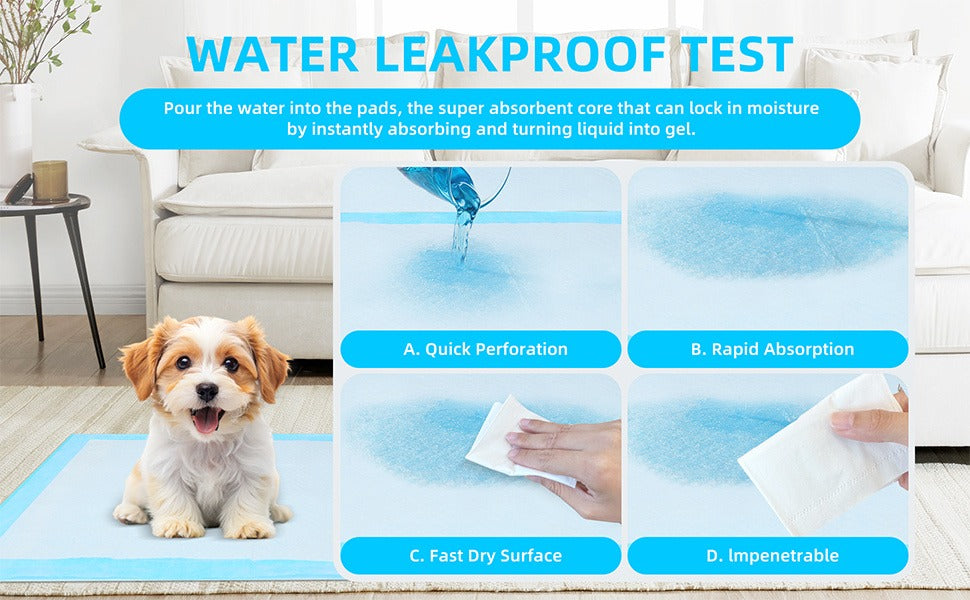 23.6-Inch Square Pet Training Pads with 50, 125 or 300-Piece Pack Options in Blue and White