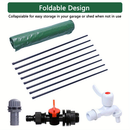 Rain Barrel Collapsible 50 & 100 Gallon Outdoor Water Storage Tank with Spigot & Mesh Top